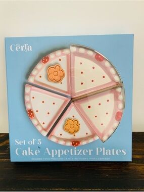 NEW Set of 5 ceramic cake slice appetizer plates from the brand Cêrla plate set